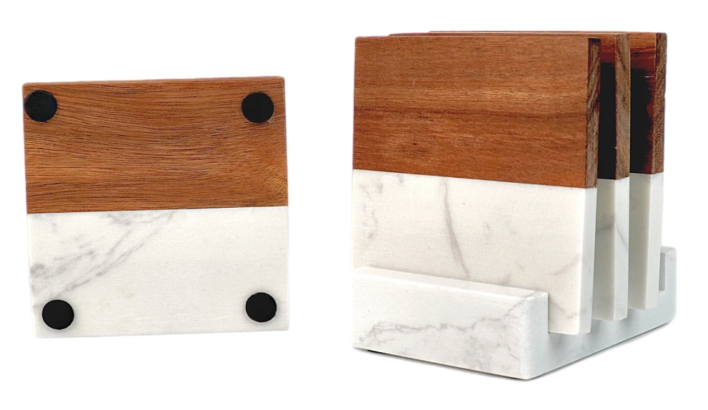 Marble Coaster Set (Set of 4 with holder)