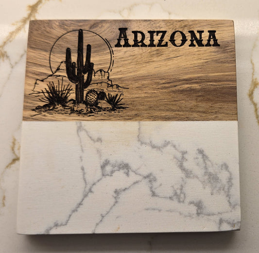 Marble Coaster Set (Set of 4 with holder)