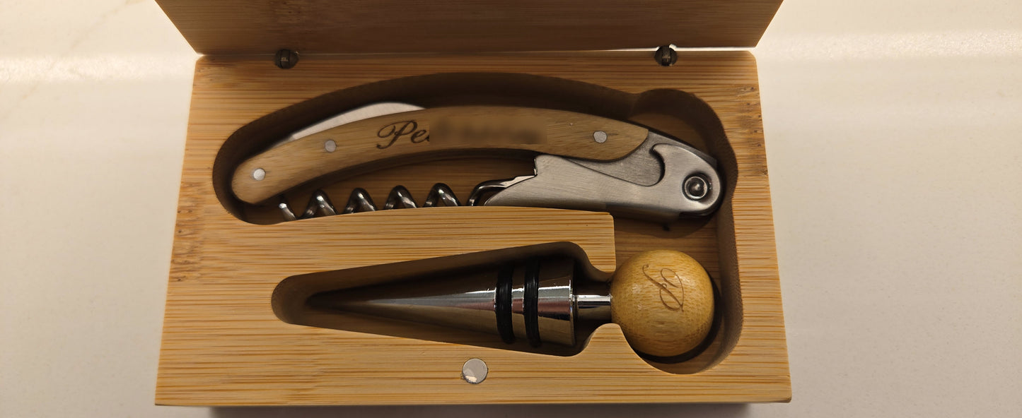 Personalized Keepsake Wine Glass Box Set - Walnut